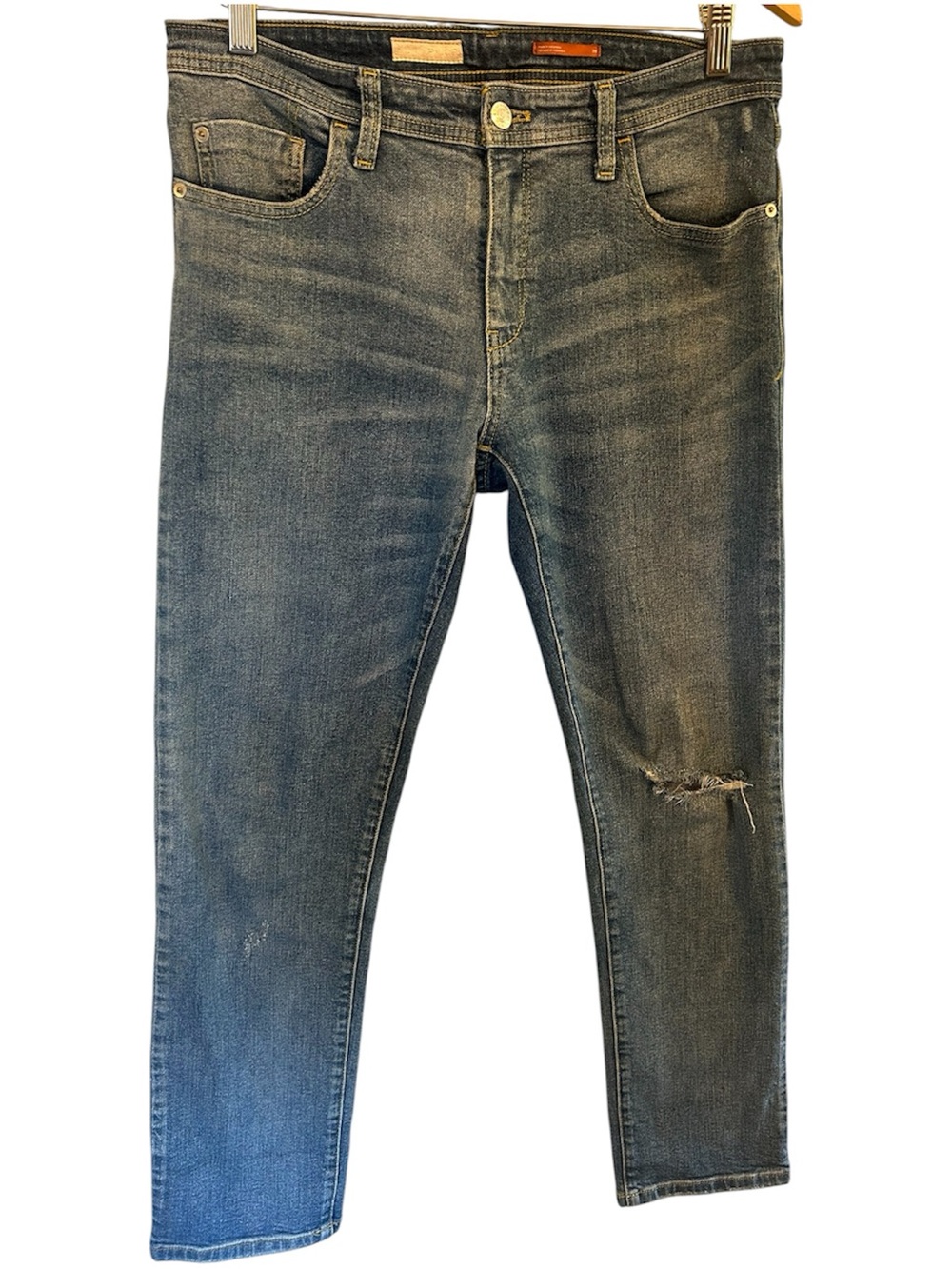 Anthropologie Pilcro Blue Denim Jeans Distressed Knee Rip